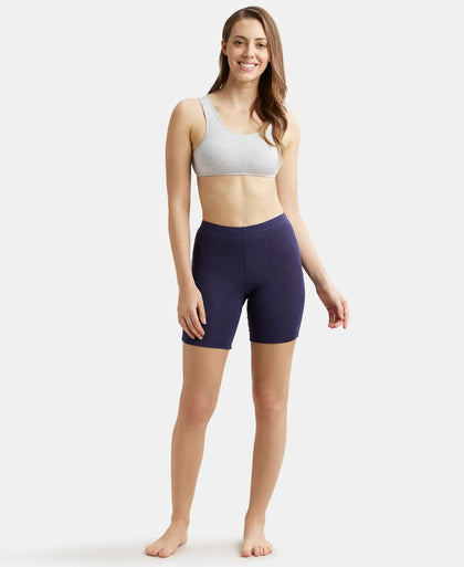 High Coverage Super Combed Cotton Elastane Stretch Shorties With Concealed Waistband - Black & Classic Navy (Pack of 2)