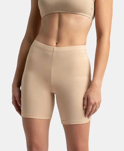 High Coverage Super Combed Cotton Elastane Stretch Shorties With Concealed Waistband - Skin-1