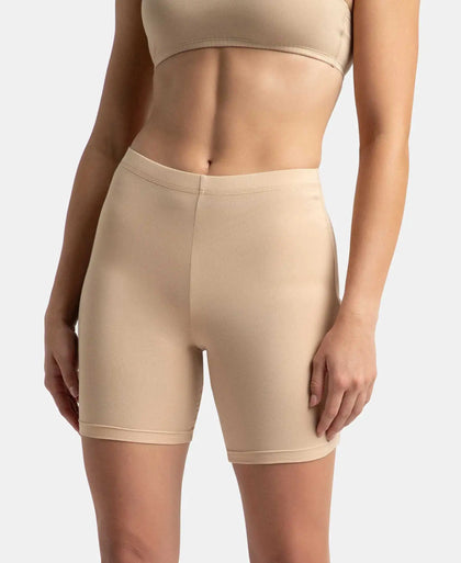 High Coverage Super Combed Cotton Elastane Stretch Shorties With Concealed Waistband - Skin-1