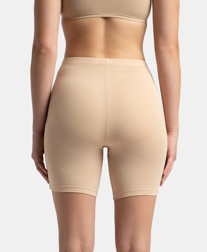 High Coverage Super Combed Cotton Elastane Stretch Shorties With Concealed Waistband - White & Skin (Pack of 2)