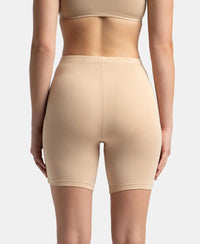 High Coverage Super Combed Cotton Elastane Stretch Shorties With Concealed Waistband - Skin-3