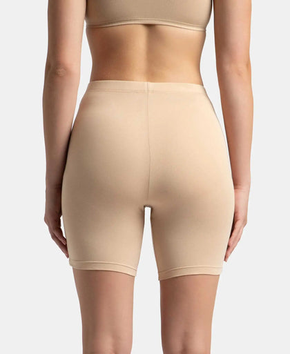 High Coverage Super Combed Cotton Elastane Stretch Shorties With Concealed Waistband - Skin-3
