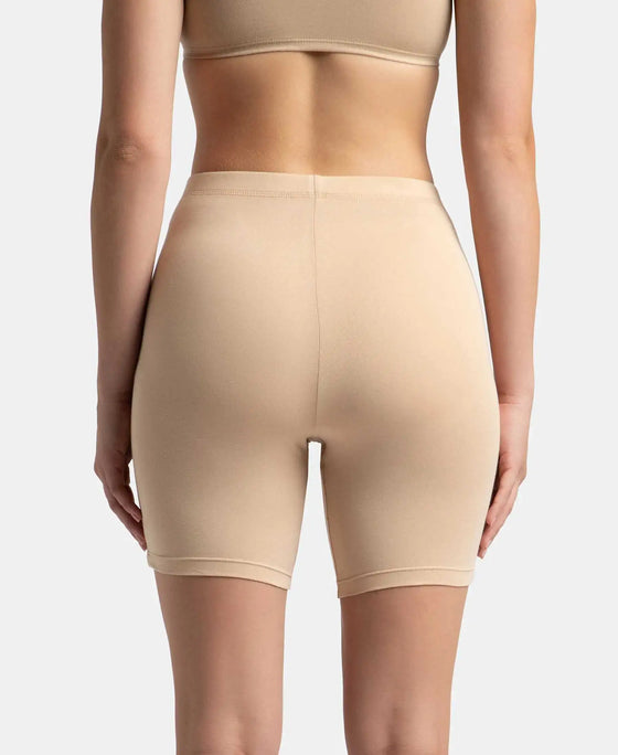 High Coverage Super Combed Cotton Elastane Stretch Shorties With Concealed Waistband - Skin-3
