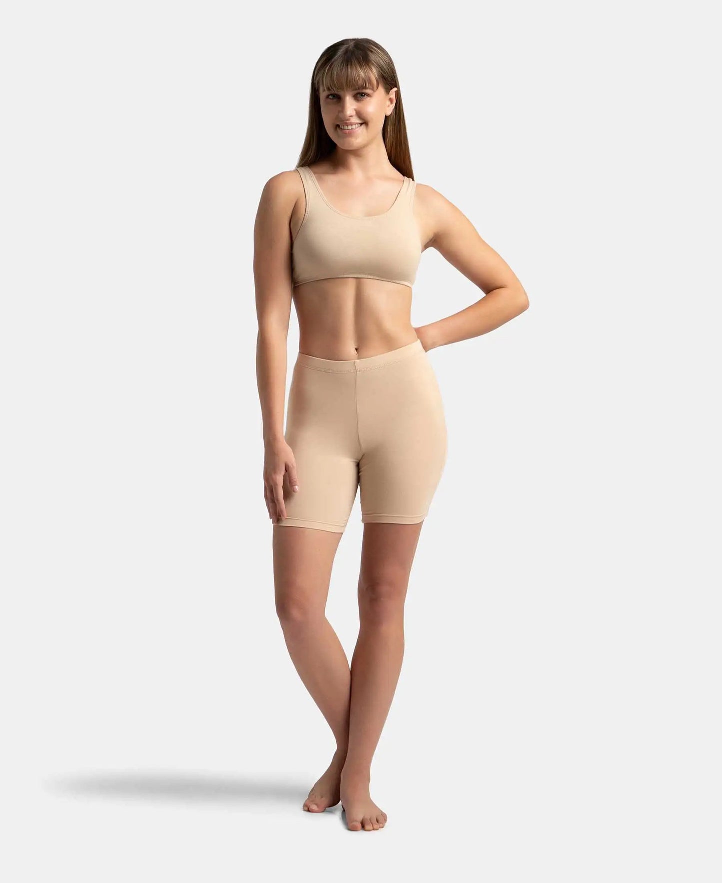 High Coverage Super Combed Cotton Elastane Stretch Shorties With Concealed Waistband - Skin-4