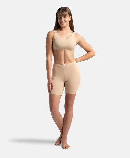 High Coverage Super Combed Cotton Elastane Stretch Shorties With Concealed Waistband - Skin-4