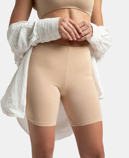 High Coverage Super Combed Cotton Elastane Stretch Shorties With Concealed Waistband - Skin-5
