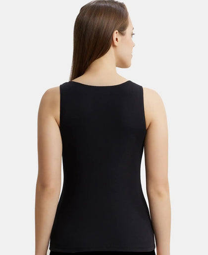 Super Combed Cotton Rib Fabric Inner Tank Top With StayFresh Treatment - Black