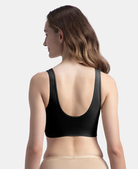 Wirefree Medium Padded Micro Touch Nylon Elastane Stretch Full Coverage Slip-On Lounge Bra with Longline Styling - Black