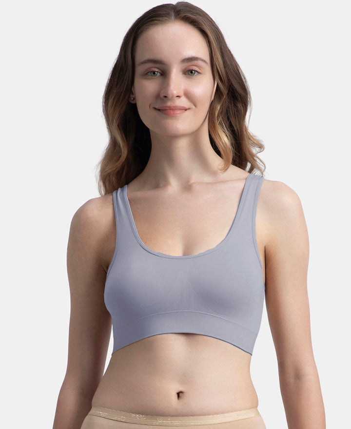 Wirefree Medium Padded Micro Touch Nylon Elastane Stretch Full Coverage Slip-On Lounge Bra with Longline Styling - Lilac