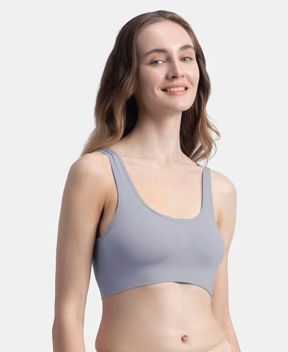 Wirefree Medium Padded Micro Touch Nylon Elastane Stretch Full Coverage Slip-On Lounge Bra with Longline Styling - Lilac