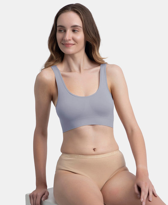 Wirefree Medium Padded Micro Touch Nylon Elastane Stretch Full Coverage Slip-On Lounge Bra with Longline Styling - Lilac