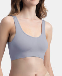 Wirefree Medium Padded Micro Touch Nylon Elastane Stretch Full Coverage Slip-On Lounge Bra with Longline Styling - Lilac