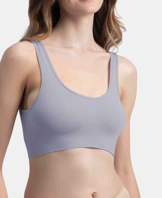 Wirefree Medium Padded Micro Touch Nylon Elastane Stretch Full Coverage Slip-On Lounge Bra with Longline Styling - Lilac