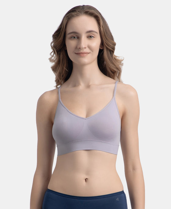 Wirefree Lightly Padded Micro Touch Nylon Elastane Stretch Full Coverage Slip-On Lounge Bra with Longline Styling - Lilac