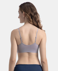 Wirefree Lightly Padded Micro Touch Nylon Elastane Stretch Full Coverage Slip-On Lounge Bra with Longline Styling - Lilac