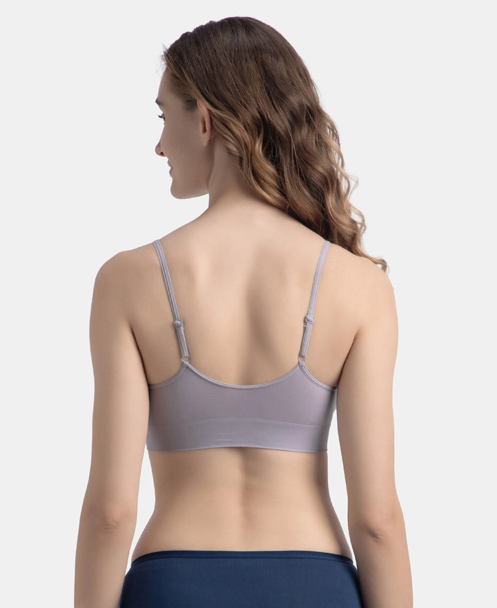 Wirefree Lightly Padded Micro Touch Nylon Elastane Stretch Full Coverage Slip-On Lounge Bra with Longline Styling - Lilac