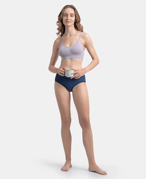 Wirefree Lightly Padded Micro Touch Nylon Elastane Stretch Full Coverage Slip-On Lounge Bra with Longline Styling - Lilac