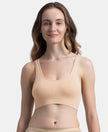 Wirefree Medium Padded Micro Touch Nylon Elastane Stretch Full Coverage Slip-On Lounge Bra with Longline Styling - Skin