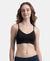 Wirefree Lightly Padded Micro Touch Nylon Elastane Stretch Full Coverage Slip-On Lounge Bra with Longline Styling - Black