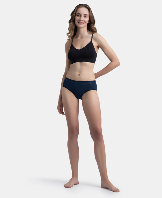 Wirefree Lightly Padded Micro Touch Nylon Elastane Stretch Full Coverage Slip-On Lounge Bra with Longline Styling - Black