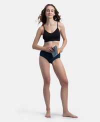 Wirefree Lightly Padded Micro Touch Nylon Elastane Stretch Full Coverage Slip-On Lounge Bra with Longline Styling - Black