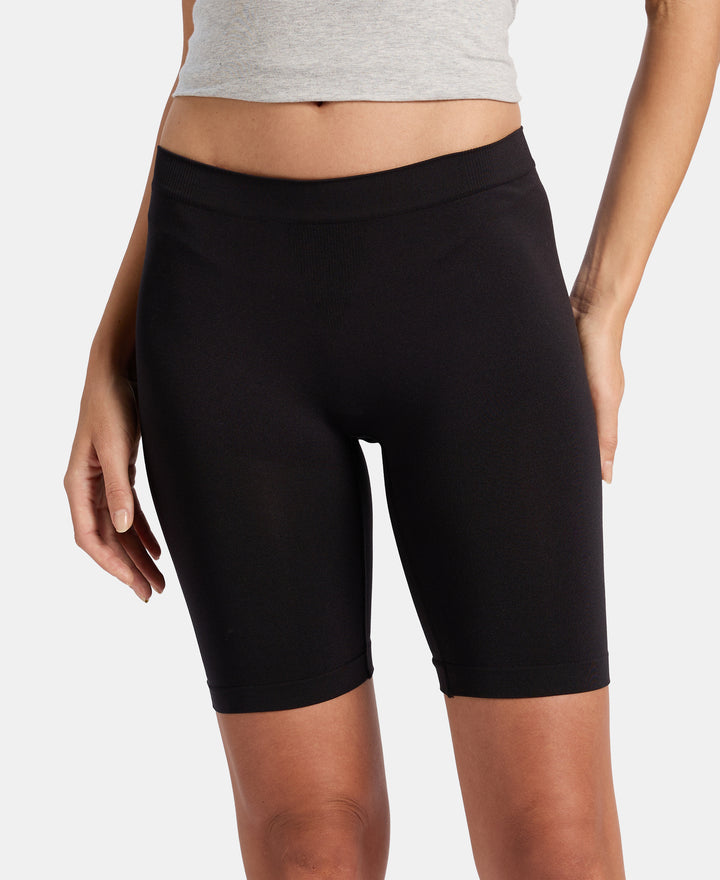 Microfiber Elastane Stretch Shorties With Concealed Waistband and StayFresh Treatment - Black