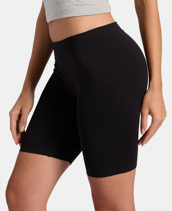 Microfiber Elastane Stretch Shorties With Concealed Waistband and StayFresh Treatment - Black