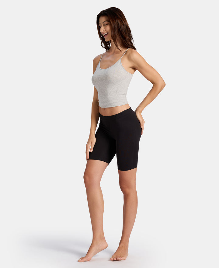 Microfiber Elastane Stretch Shorties With Concealed Waistband and StayFresh Treatment - Black