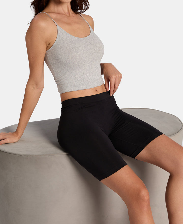 Microfiber Elastane Stretch Shorties With Concealed Waistband and StayFresh Treatment - Black