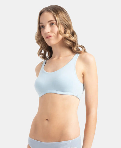 Super Combed Cotton Elastane Stretch Slip On Lounge Bra With StayFresh Treatment - Angel Falls