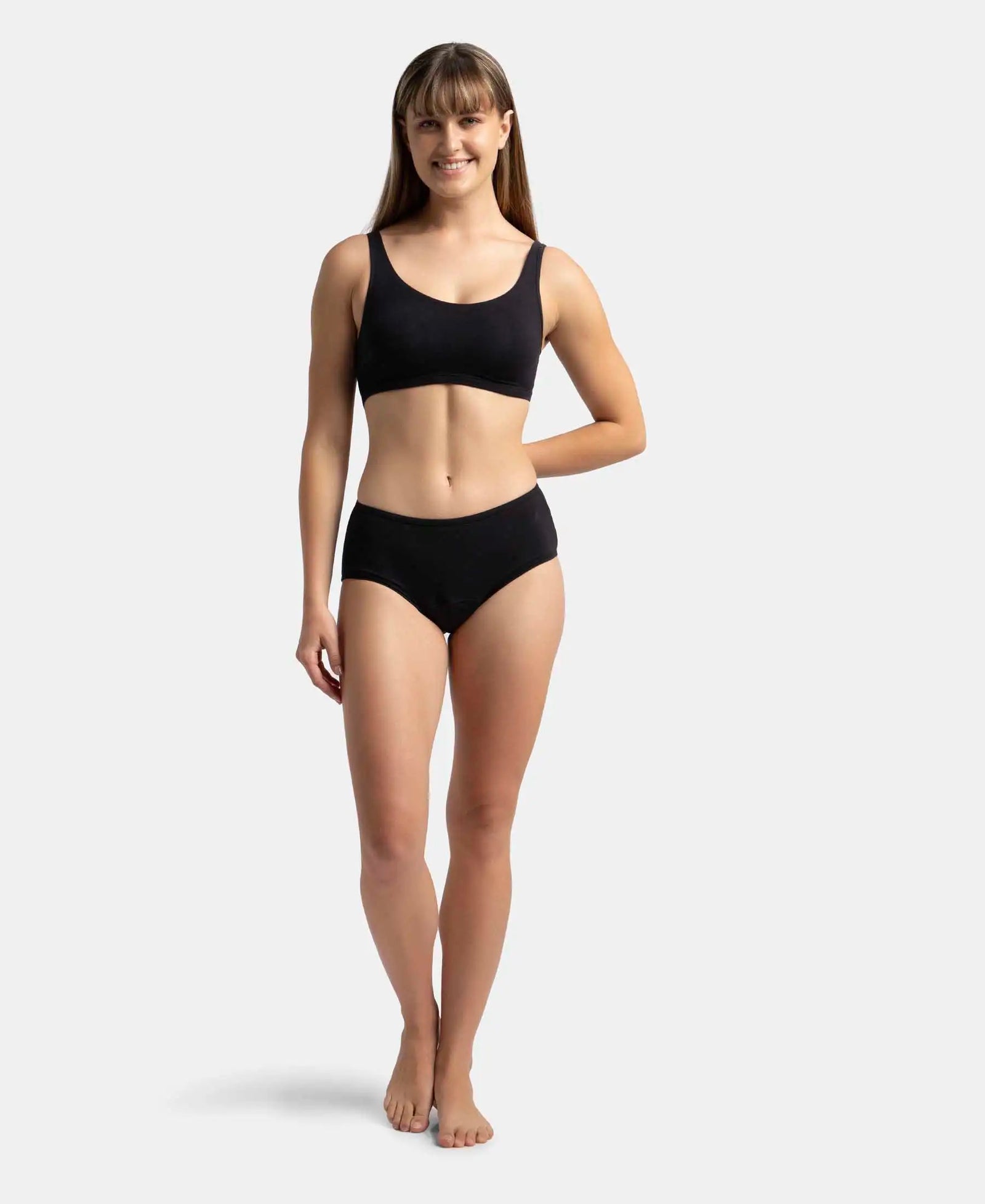 Super Combed Cotton Elastane Stretch Slip On Lounge Bra With StayFresh Treatment - Black-4