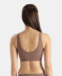 Super Combed Cotton Elastane Stretch Slip On Lounge Bra With StayFresh Treatment - Deep Taupe