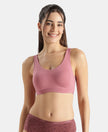 Super Combed Cotton Elastane Stretch Slip On Lounge Bra With StayFresh Treatment - Heather Rose