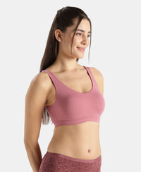 Super Combed Cotton Elastane Stretch Slip On Lounge Bra With StayFresh Treatment - Heather Rose