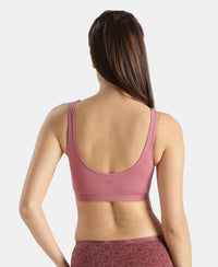 Super Combed Cotton Elastane Stretch Slip On Lounge Bra With StayFresh Treatment - Heather Rose
