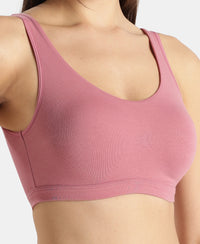 Super Combed Cotton Elastane Stretch Slip On Lounge Bra With StayFresh Treatment - Heather Rose