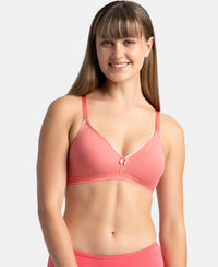 Wirefree Non Padded Super Combed Cotton Elastane Stretch Everyday Bra with Ultrasoft and Durable Underband - Blush Pink