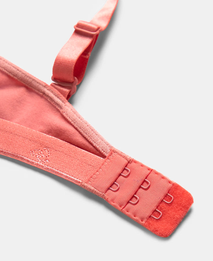 Wirefree Non Padded Super Combed Cotton Elastane Stretch Everyday Bra with Ultrasoft and Durable Underband - Blush Pink