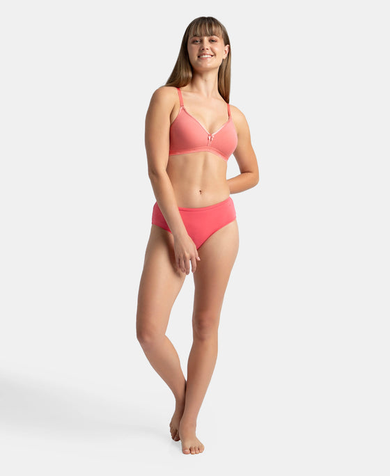 Wirefree Non Padded Super Combed Cotton Elastane Stretch Everyday Bra with Ultrasoft and Durable Underband - Blush Pink