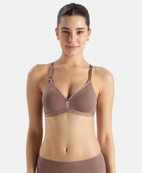 Wirefree Non Padded Super Combed Cotton Elastane Stretch Everyday Bra with Ultrasoft and Durable Underband - Deep Taupe