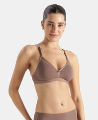 Wirefree Non Padded Super Combed Cotton Elastane Stretch Everyday Bra with Ultrasoft and Durable Underband - Deep Taupe