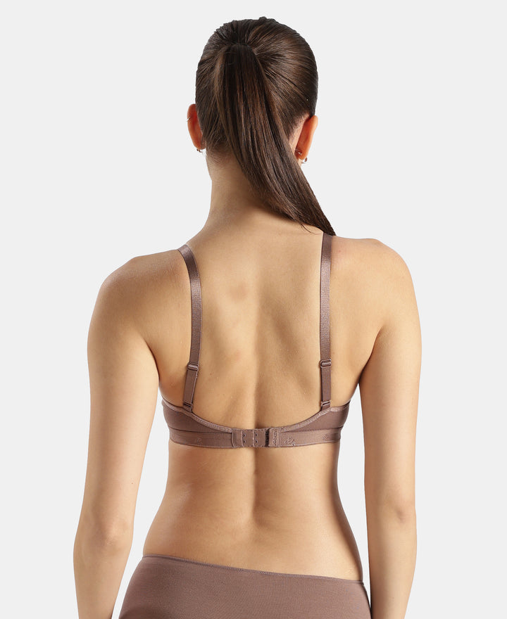Wirefree Non Padded Super Combed Cotton Elastane Stretch Everyday Bra with Ultrasoft and Durable Underband - Deep Taupe