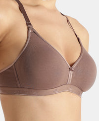 Wirefree Non Padded Super Combed Cotton Elastane Stretch Everyday Bra with Ultrasoft and Durable Underband - Deep Taupe