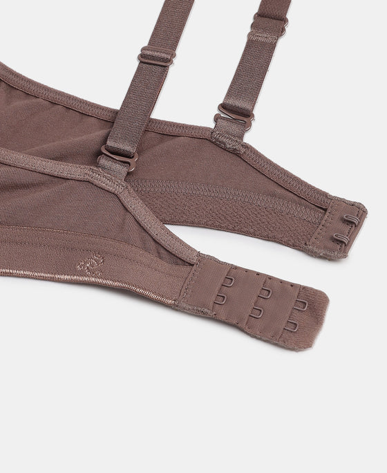 Wirefree Non Padded Super Combed Cotton Elastane Stretch Everyday Bra with Ultrasoft and Durable Underband - Deep Taupe