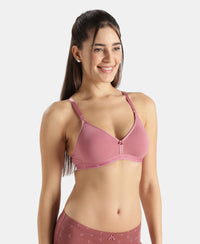 Wirefree Non Padded Super Combed Cotton Elastane Stretch Everyday Bra with Ultrasoft and Durable Underband - Heather Rose
