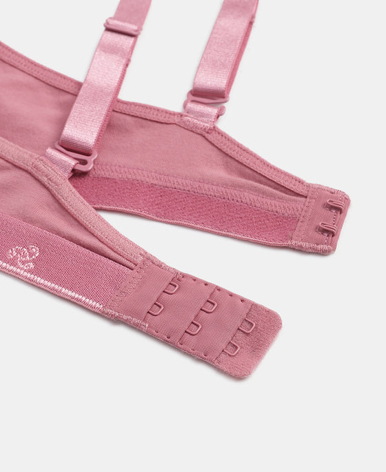 Wirefree Non Padded Super Combed Cotton Elastane Stretch Everyday Bra with Ultrasoft and Durable Underband - Heather Rose