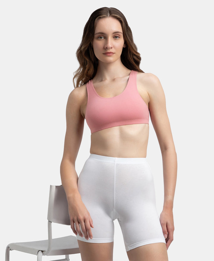 Super Combed Cotton Elastane Stretch Slip On Crop Top With StayFresh Treatment - Rose