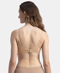 Wirefree Non Padded Super Combed Cotton Elastane Stretch Medium Coverage Everyday Bra with Concealed Shaper Panel - Almondine