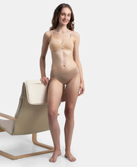 Wirefree Non Padded Super Combed Cotton Elastane Stretch Medium Coverage Everyday Bra with Concealed Shaper Panel - Almondine