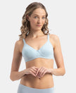 Wirefree Non Padded Super Combed Cotton Elastane Stretch Medium Coverage Everyday Bra with Concealed Shaper Panel - Angel Falls